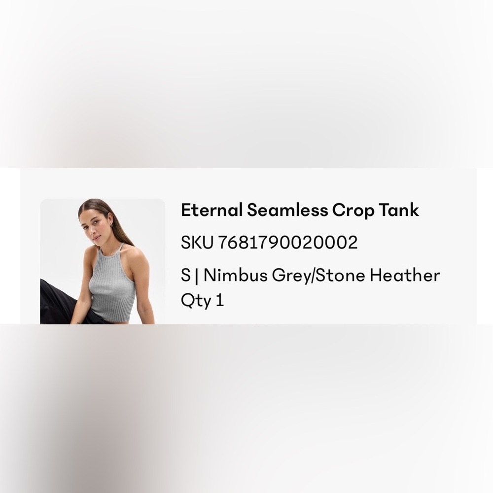 Athleta Eternal Seamless Crop Tank - size S - gray